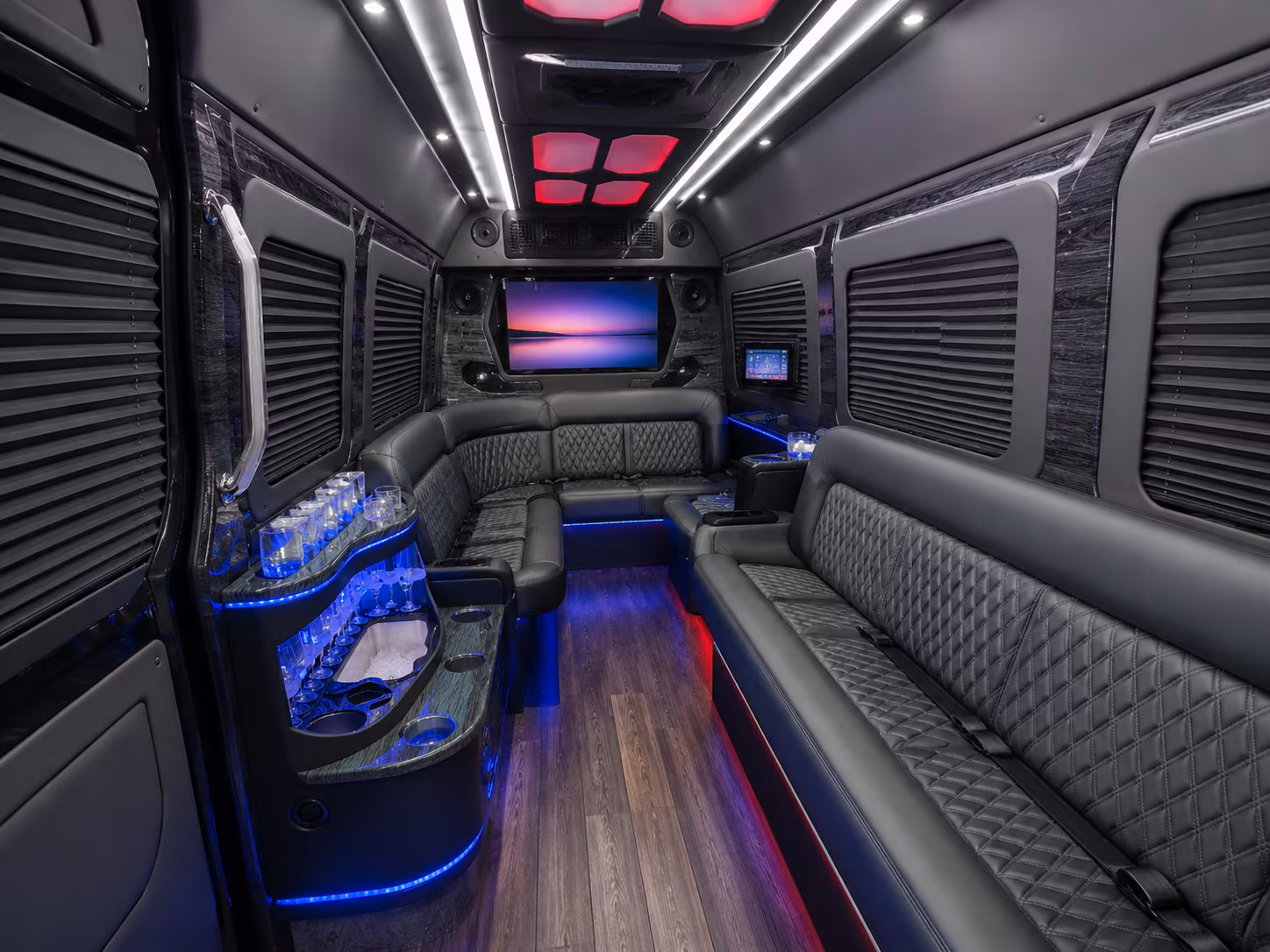 flower mound 30 passenger party bus interior