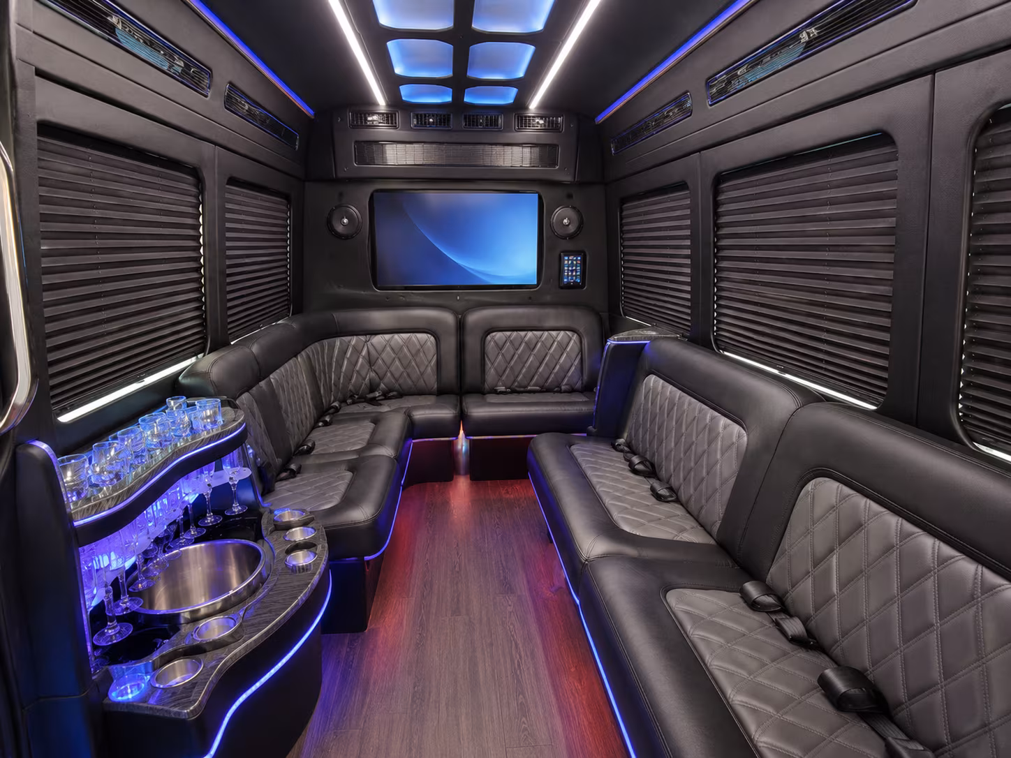 flower mound party bus interior